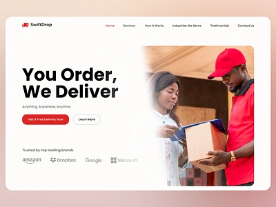 SwiftDrop : Delivery Website Design brand branding delivery delivery app delivery application delivery platform delivery service design designposter graphic design logo logomark platform poster posterdesign service ui web website wed design