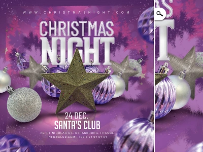 Purple Christmas Night Party celebration flyer market special themed