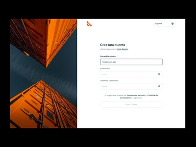 Logi / Create Account create account inputs interface language login logistics minimal orange password sign in simple ui transport ui ux view white