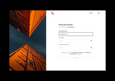 Logi / Create Account create account inputs interface language login logistics minimal orange password sign in simple ui transport ui ux view white