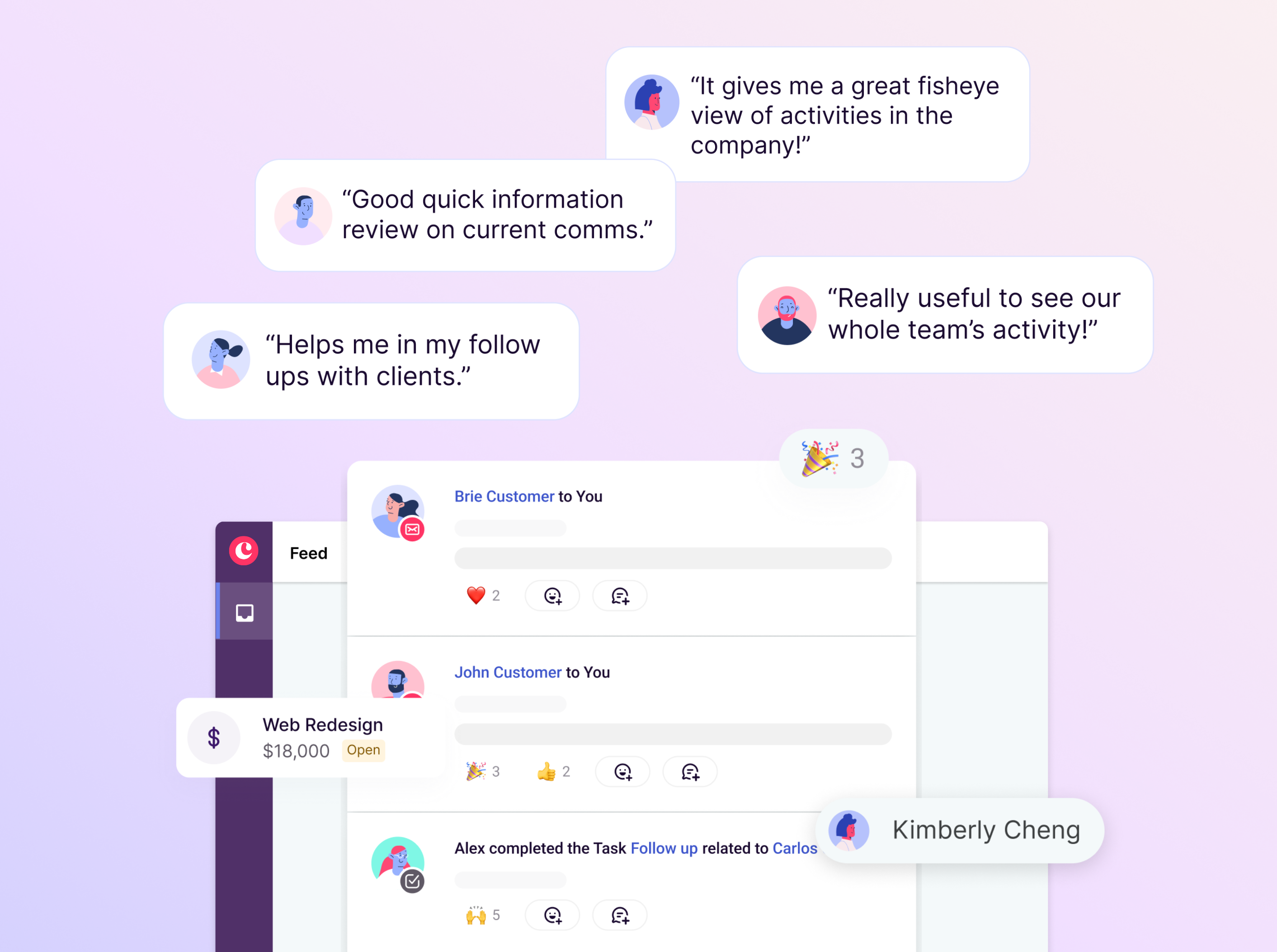 Your client relationships - all in one place. animation app copper crm customer reviews gif project management testimonials ui