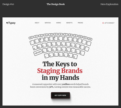 Modern Hero Section | The Design Book above the fold copywriter design figma framer graphic design hero section keyboard landing page portfolio website poster ui ux web design website