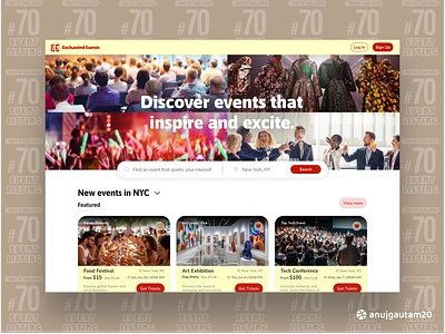 #DailyUI Challenge #070: Event Listing 070 app branding creativity dailyui dailyui challenge dailyui070 dailyui70 design event listing interactive landing page logo popular trending ui design usablity userflow ux design web page