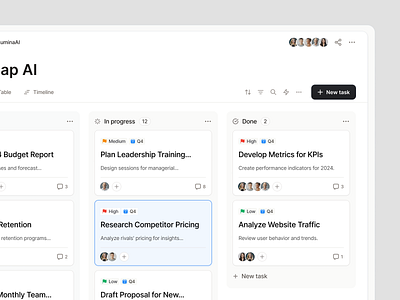 Kanban Board - Task Management System clean dashboard kanban manager process saas startup task ui ux view white