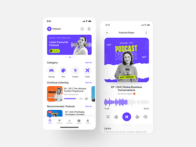 Podcast Mobile App UIUX Design | Figma | App Design adobe xd android app app design app designer app developer app ui designer design figma hire ui ux designer insightlancer ios podcast podcast app ui ui design user interface ux uxui ux design