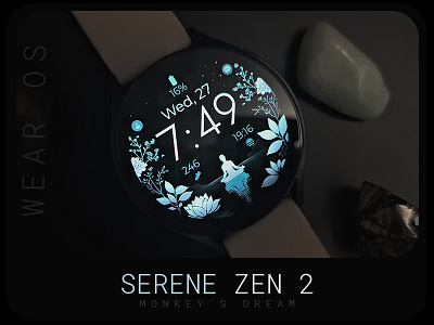 Serene Zen 2 - Digital Watch Face black blue design graphic design illustration meditation samsung smartwatch technology ui watch watchface zen