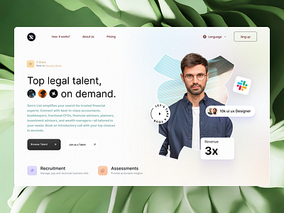 Find talent platform web v2 gradient hilf al hilf al digital hire hire platform hiring interface job job finder job seeker landing page layout minimal trending ui ux visual web website