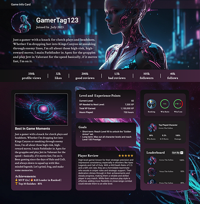 DaIilyUI 45 Info Card dailyui design game profile info card ui