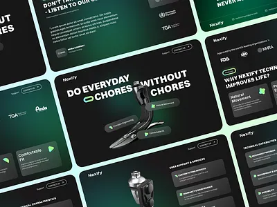 Design Concept for Prosthetics and Artificial Limbs accessible interface green hero int interface landing prosthetics thesnologies ui ui design uiux visual visuals web