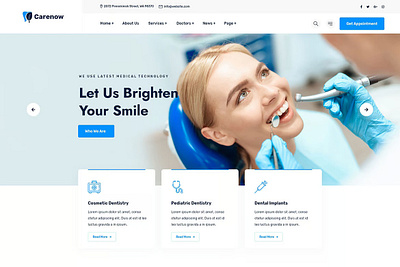 Care now app design branding creative design dental clinic landing page design ui ux wordpress website