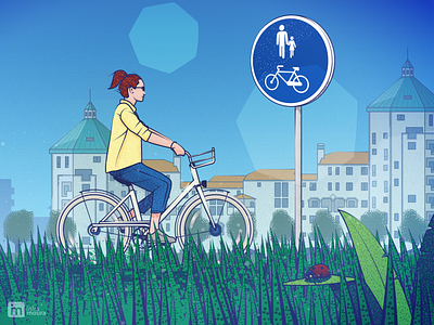 Mobility options bicycle girl illustration vector