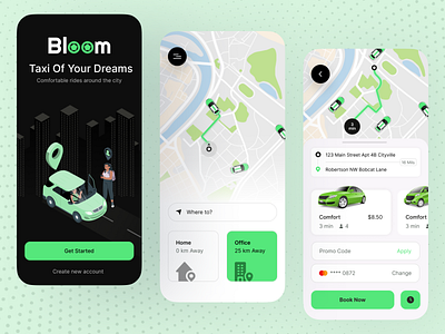 Seamless Rides, Stylish Design cabbooking cleandesign figma mobile mobileapp texibooking ui uiux xd