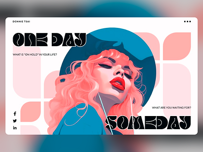 Poster: One Day, Someday - A Bold Expression of Time and Choice artistic perspective bold typography character art colorful composition conceptual artwork contemporary style creative expression dynamic layout emotional connection expressive design feminine portrait gradient background graphic storytelling impactful visual modern illustration reflective theme statement piece typography emphasis vibrant aesthetics vibrant palette