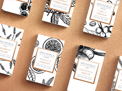 SKIN NOVELS - Brand Identity and Packaging Design brand identity branding classy clean design graphic design illustration logo luxury minimal natural packaging design rose gold skin novels soap