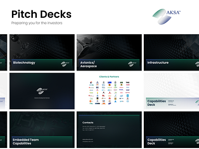 Pitch Decks for AKSA 3d modeling branding dark design development google slides graphic design investors keynote minimal modren pain pitch deck pitching manifesto points powerpoint presentation ui ux vector