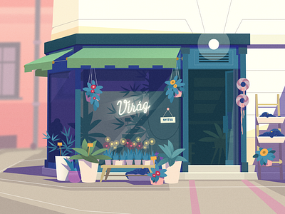 Flower Shop animation environment environment art flower flowers flowershop flowerstore illustration illustrator landscape scene sek sekond shop shopfront store storefront street street corner styleframe