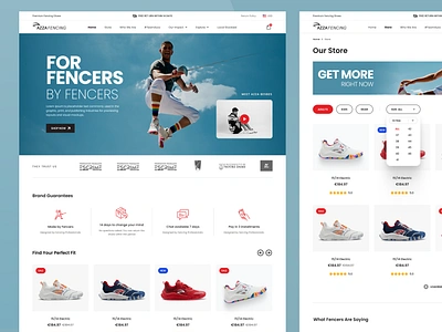 Sport Footwear – e-Commerce UX/UI catalog clean design contact us design e commerce ecommerce fencer fencing filter footwear landing page modern design online store product page sneakers sport store ui ux website design