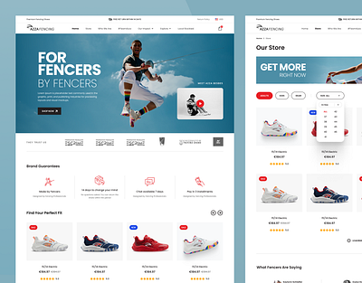 Sport Footwear – e-Commerce UX/UI catalog clean design contact us design e commerce ecommerce fencer fencing filter footwear landing page modern design online store product page sneakers sport store ui ux website design