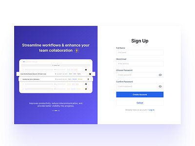 Signup screen for a Project management app design graphic design interface ui ui design ux