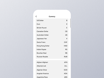 Currency Mobile App Ui app currency currency app currency dashboard currency design currency details currency experience currency interface currency mobile currency option currency page currency screen currency setting currency ui currency view currency widget design mobile screen ui