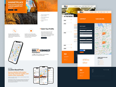 Marketplace + News app screens map navy news orange pin product ui ui design web web design website design