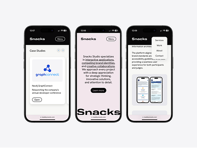 Studio Website Design agency apple brand branding css iphone logo mobile mobile design portfolio responsive sketch snacks studio ui ux web design website