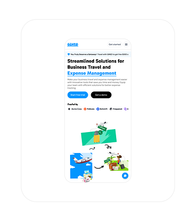GINED Mobile View 🩵✈️ hero section mobile ui ux