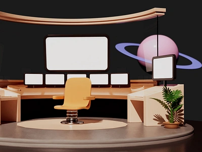 Command Center WIP 3d c4d captain chair command center future planet planetary redshift render sci fi space