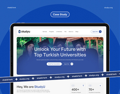 StudyU.org - Case Study - Redesign Website b2b b2b design branding design creative figma homepage landing page minimal modern product design professional study abroad travel agency ui ux web design website design