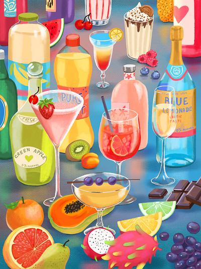 Festive season alcohol branding design drawing drink editorial food fruit illustration