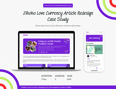 Zikoko Love Currency Redesign Case Study article case study hero section landing page love articles love branding love stories media mobile ui mockups news presentation slides publication stories ui design uiux ux design web design website design