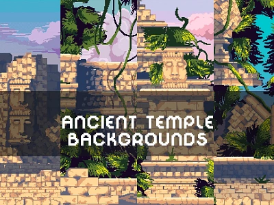 Free Ancient Temple Pixel Game Backgrounds 2d art asset assets background backgrounds bg game game assets gamedev illustration indie indie game parallax pixel pixelart pixelated rpg seamless set