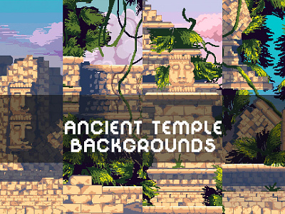 Free Ancient Temple Pixel Game Backgrounds 2d art asset assets background backgrounds bg game game assets gamedev illustration indie indie game parallax pixel pixelart pixelated rpg seamless set