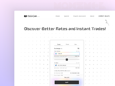 Coinjam: Simplified Crypto Swaps app branding crypto design dex graphic design interface logo minimal platfom simple swap ux web
