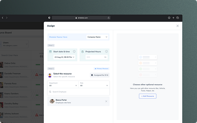 Resource assign slide-out overlay app app design component design slide out overlay ui