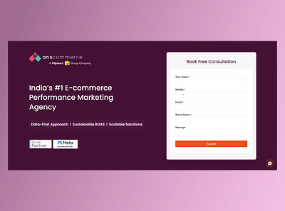 ANS Commerce: Performance Marketing Landing Page marketing ui ui design