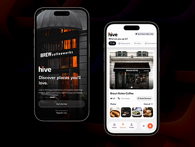 Hive ✦ Find the best spots digital nomad discover figma prototype find places interactive ui interface lifestyle logo match planner product design ui