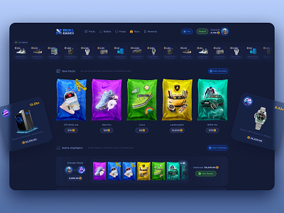 Pack Opening - Web Interface battle of packs box of surprises card design casino casino packs custom packs gambling game interface gaming packs gift loot pack lucky draw mystery box mystery packs pack opening packs real item packs real world loot virtual packs web design