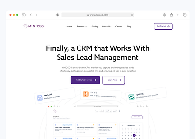 miniCEO - AI-driven CRM ai app clean crm design ui ux web