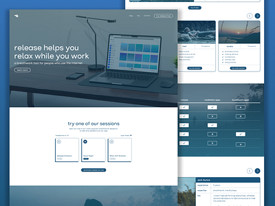 Release Breathwork Mental Health App Landing Page Website anxiety breath breathe breathwork calm depression health landing landing page meditate meditation mental mental health relax ui ux web design website