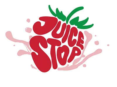 Juice Stop Logo branding designer drink fruit graphic design illustrator juice juice stop logo smoothie splash strawberry