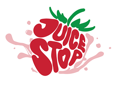 Juice Stop Logo branding designer drink fruit graphic design illustrator juice juice stop logo smoothie splash strawberry