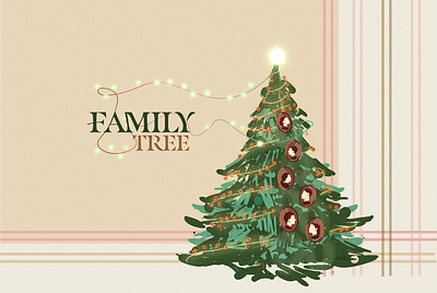 Holiday Family Tree Illustration christmas time christmas tree illustration family tree family tree series heritage holiday family tree holiday illustration vintage christmas