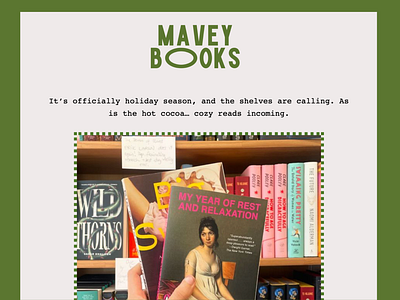 Holiday Season Newsletter for Mavey Books branding copy design newsletter uiux