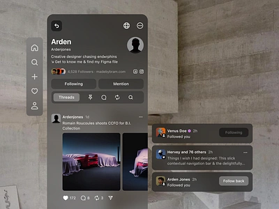 Threads in the future with Spatial OS concept design facebook feed instagram meta meta orion smart glasses social media spatial spatial os threads twitter ui ux uxui vr glasses x