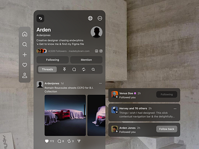 Threads in the future with Spatial OS concept design facebook feed instagram meta meta orion smart glasses social media spatial spatial os threads twitter ui ux uxui vr glasses x