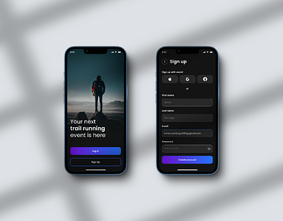 Mobile sign up page app app design dailyui exercise figma fitness health mobile mobile app running ui user interface ux