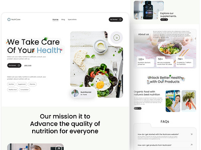 Nutricare - Health Nutrition Consulting website 3d branding consultation cunsultaing doctor food food delivery graphic design gym healthcare landingpage logo medicine mobile app mobile ui uber ui uiux web design website design