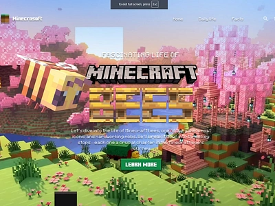 Fascinating Life of Minecraft Bees 3d a minecraft movie animated animation dora dora.ai figma interactive minecraft minecraftbee motion graphics no code ui web website