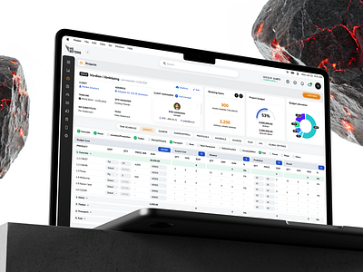 Concrete company CRM dashboard design - Budgeting. b2b b2c budget table budgeting chart clean design clean ui crm crm analytics crm cards crm menu crm navigation crm search crm system dashboard dashboard cards management dashboard minimal ui product design saas